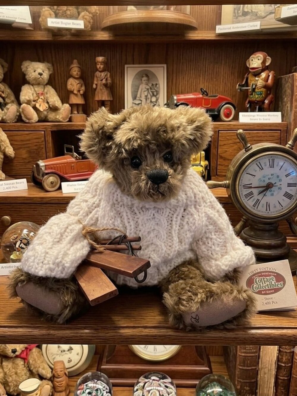 Sue Coe First Edition Artist Designed Signed Cottage Collectibles Teddy Bear Ski